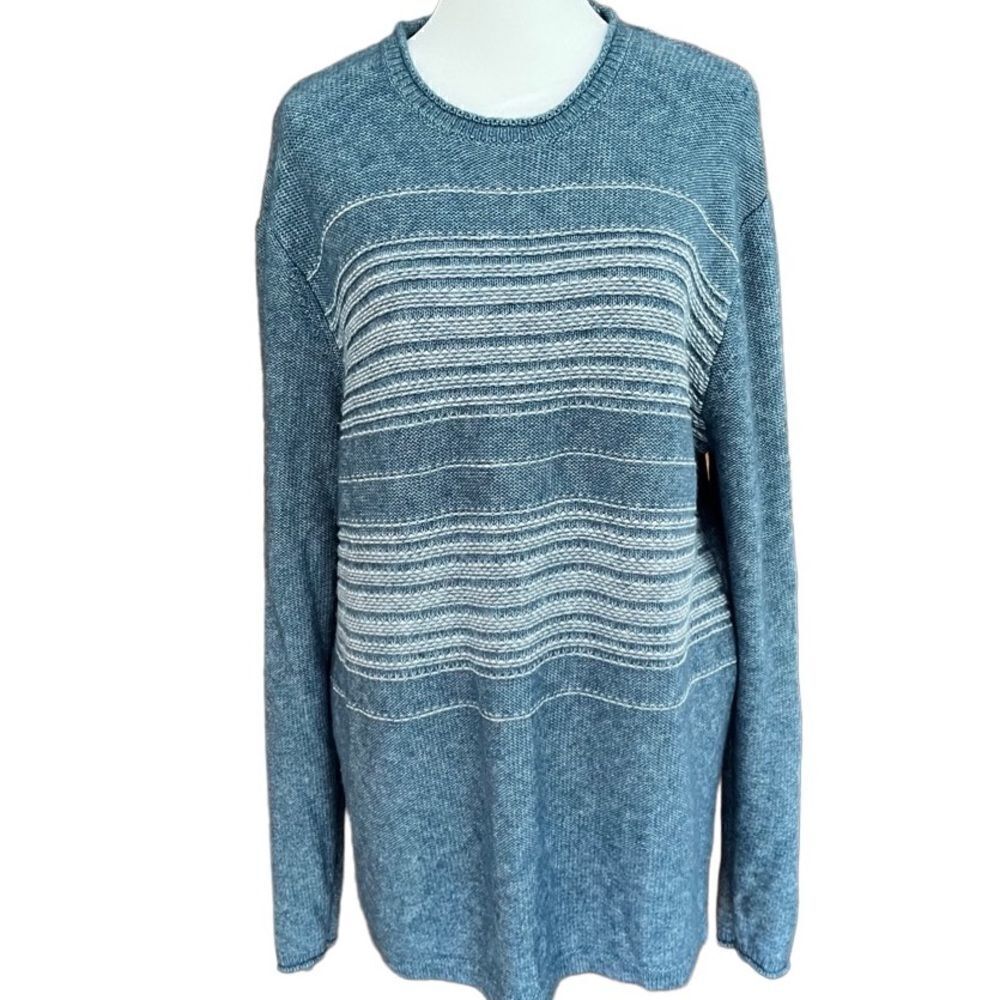 BIXBY NOMAD blue/white crew neck cardigan size L